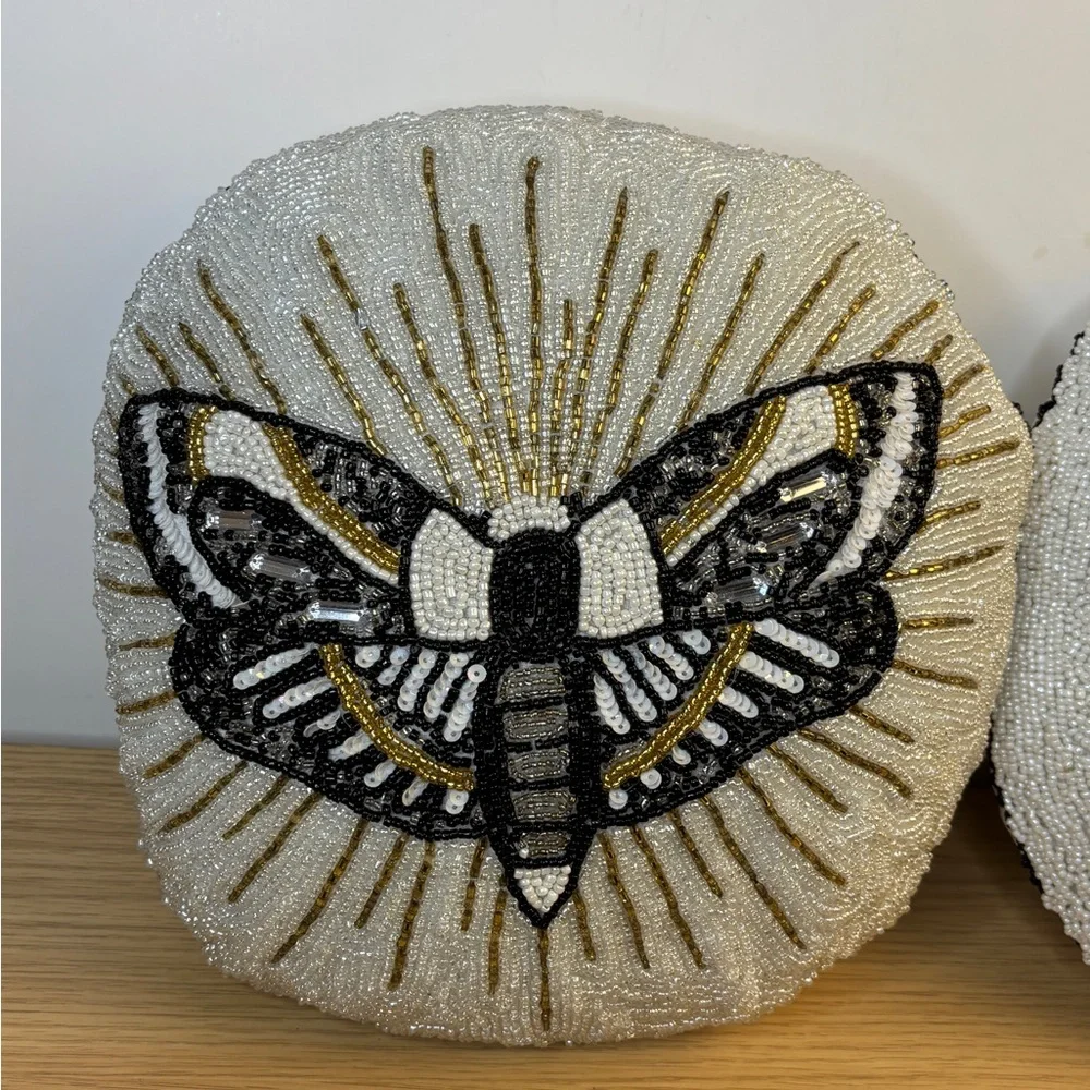 MT Jones Beaded Eye and Moth Decorative‎ Pillows
